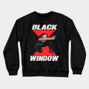 Black Window Spy Character Knock Off Parody Reboot Off Brand Cheesy Meme Crewneck Sweatshirt